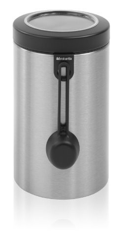 Window Lid Canister with Measuring Spoon, 1.4 litre - Matt Steel Fingerprint Proof