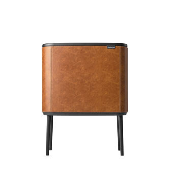 Bo Touch Bin, with 2 Inner Buckets, 11 + 23 litre - Cognac Vegan Leather