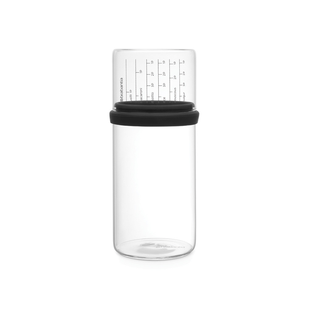 Glass Storage Jar with Measuring Cup, 1 litre - Dark Grey