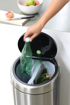 Touch Bin Recycle, 2 x 20 litre, Plastic Inner Bucket - Matt Steel Fingerprint Proof