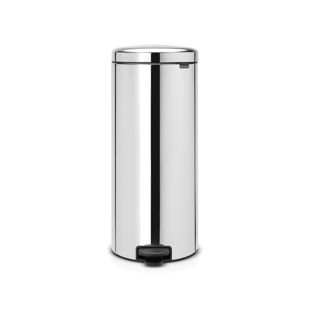 Pedal Bin newIcon, 30 litre, Soft Closing, Plastic Inner Bucket - Brilliant Steel