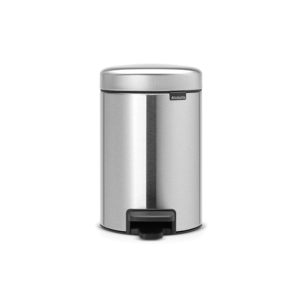 Pedal Bin newIcon, 3 litre, Soft Closing, Plastic Inner Bucket - Matt Steel