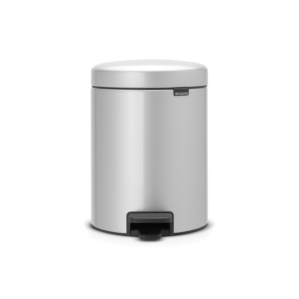 Pedal Bin newIcon, 5 litre, Soft Closing, Plastic Inner Bucket - Metallic Grey