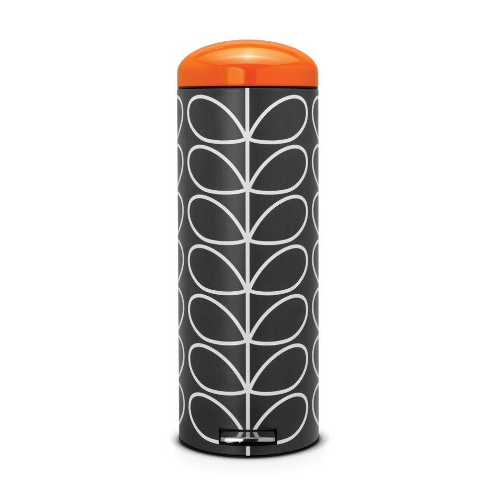 Pedal Bin Retro, 20 litre, Slimline, Soft Closing, Plastic Inner Bucket - Orla Kiely Charcoal