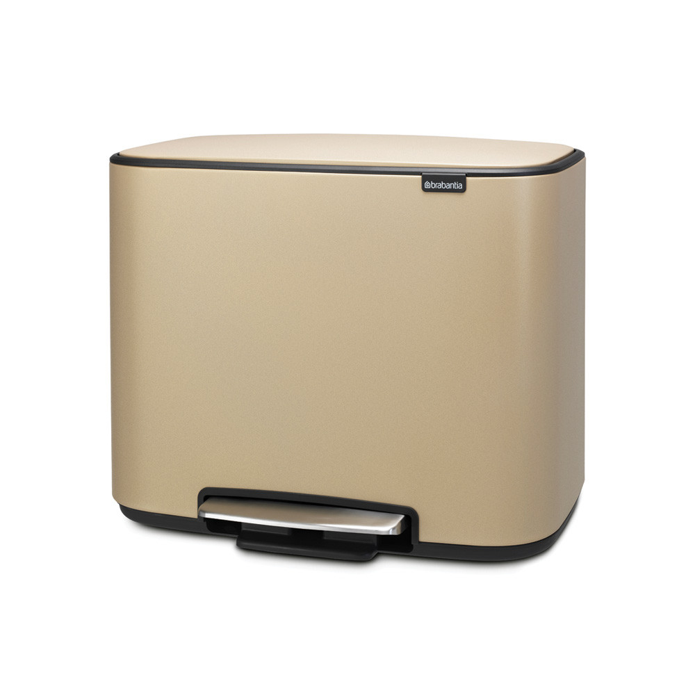 Bo Pedal Bin, with 2 Inner Buckets, 11 + 23 litres - Mineral Golden Beach