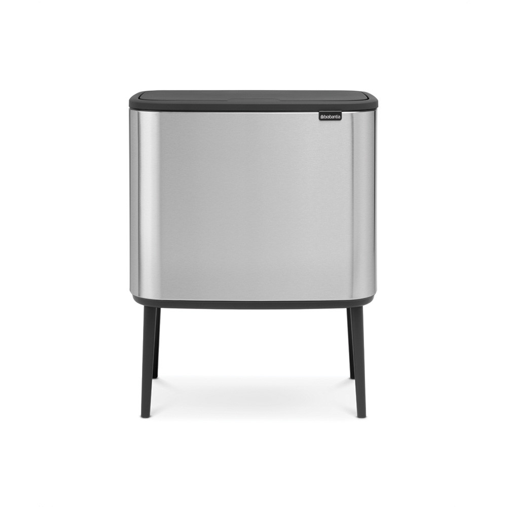 Bo Touch Bin, with 2 Inner Buckets, 11 + 23 litre - Matt Steel Fingerprint Proof