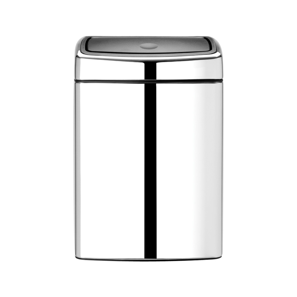  Touch Bin, 10 litre, Rectangular, Plastic Inner Bucket - Brilliant Steel