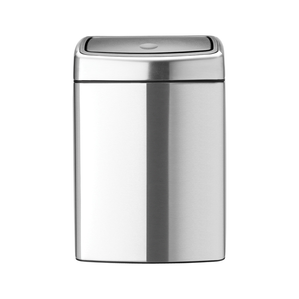 Touch Bin, 10 litre, Rectangular, Plastic Inner Bucket - Matt Steel Fingerprint Proof