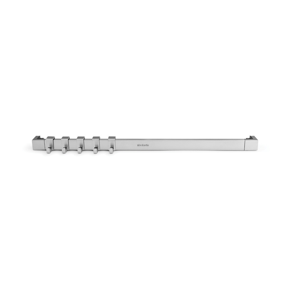 Wall Rail, 40 centimetre /15.5 inch, 5 Hooks - Matt Steel
