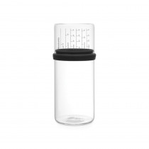 Glass Storage Jar with Measuring Cup, 1 litre - Dark Grey