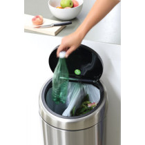 Touch Bin Recycle, 2 x 20 litre, Plastic Inner Bucket - Matt Steel Fingerprint Proof