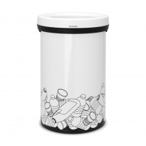 Open Top Bin, 60 litre, Plastic Waste - White