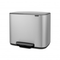 Bo Pedal Bin, with 2 Inner Buckets, 11 + 23 litres - Matt Steel Fingerprint Proof