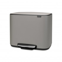 Bo Pedal Bin, with 2 Inner Buckets, 11 + 23 litres - Mineral Concrete Grey
