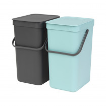  Sort & Go Built-in Bin, 2 x 12 litre - Mint / Grey