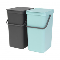 Sort & Go Built-in Bin, 2 x 16 litre - Mint / Grey