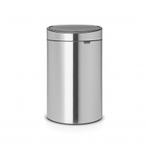  Touch Bin New, 40 litre, Plastic Inner Bucket - Matt Steel